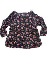 Load image into Gallery viewer, Torrid Shirt Womens 3 3X Black AOP Flower Tunic Gauze Tasseled Boho Hippie Plus
