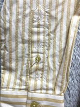 Load image into Gallery viewer, Robert Graham Shirt Adult Medium Golden Tan Stripes Embroidered Rayon Silk Mens
