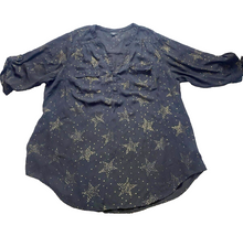 Load image into Gallery viewer, Torrid Shirt Womens 3 3X Black Gold Star Georgette Harper Tunic Blouse Plus Lady
