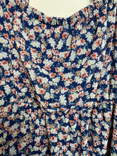 Load image into Gallery viewer, AUW Dress Womens 2X Navy AOP Flower Peasant Boho Lagenlook Maxi Plus Ladies
