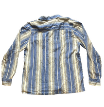Load image into Gallery viewer, Limited Shirt Womens Large Light Blue Striped Silk Button Up Embroidered Casual
