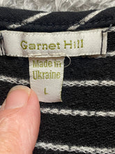 Load image into Gallery viewer, Garnet Hill Dress Womens Large Black White Striped Viscose Stretch Swing Ladies
