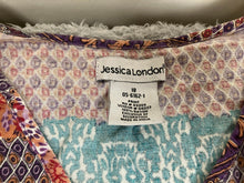 Load image into Gallery viewer, Jessica London Dress Womens 18 Colorful Geometric Belted Boho Flared Midi Indie
