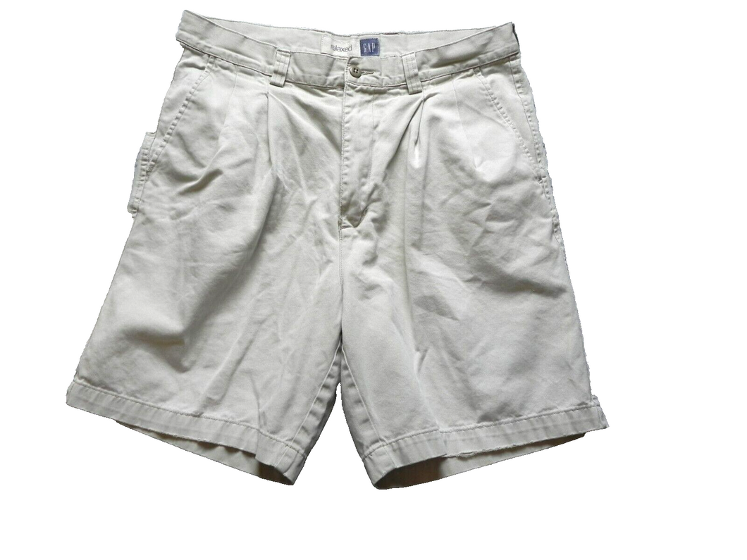 GAP Shorts Adult 33 Pleated Relaxed Fit Chino Utility Casual Khakis Mens