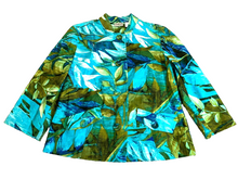 Load image into Gallery viewer, Chicos Jacket Womens 0 Blue Green AOP Tropical Hawaiian Boho Nylon Spandex Lady
