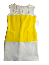 Load image into Gallery viewer, Sandra Darren Dress Womens 10 Yellow White Colorblock Sheath Pockets Spandex NWT
