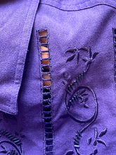 Load image into Gallery viewer, Vintage Cervelle Shirt Womens 3X Purple Embroidery Pure Silk Plus Ladies NWT
