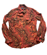 Load image into Gallery viewer, Lucky Brand Shirt Womens Medium Red Black Retro Hippie Festival Button Up Ladies
