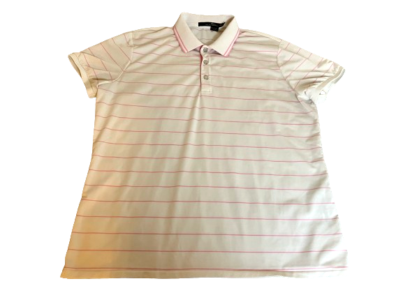 Ralph Lauren RLX Shirt Womens Extra Large Off White Striped Preppy Golf Polo