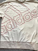 Load image into Gallery viewer, Adidas Sweatshirt Adult Medium White Pink Giant Logo Essentials Sweater Mens
