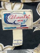 Load image into Gallery viewer, VTG Bluewater Wear Shirt Adult Large Button Up Hawaiian Swordfish Hibiscus Mens
