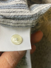 Load image into Gallery viewer, The A&amp;F Shirt Adult 2XLT Blue Gray Button Up Striped Summer Linen Blend Mens
