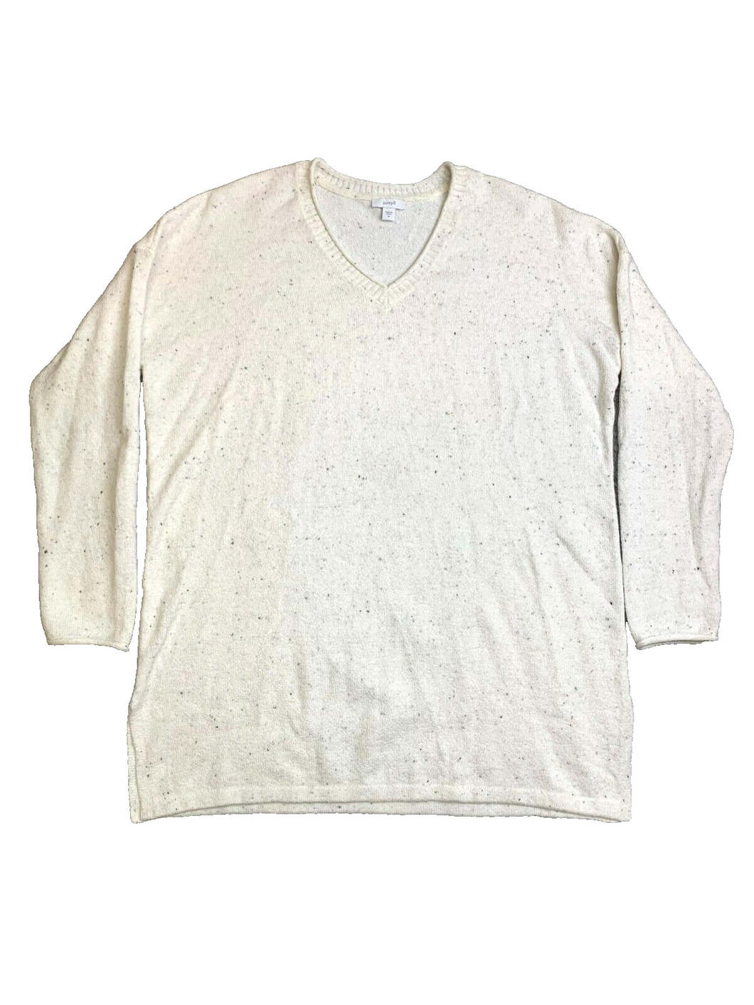 J Jill Sweater Womens Medium Off White V-Neck Oversized Boxy Outerwear Ladies