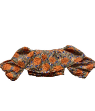 Load image into Gallery viewer, ZARA Shirt Womens Small Orange Blue AOP Flower Boho Hippie Ruffle Cropped Ladies
