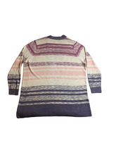 Load image into Gallery viewer, Torrid Sweater Womens 2 Purple Pink Striped Rayon Blend Open Front Cardigan

