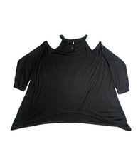 Load image into Gallery viewer, Torrid Shirt Womens 1 Black Cold Shoulder Lagenlook Crochet Lace Boho Plus NWT
