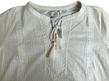 Load image into Gallery viewer, Wonderly Shirt Womens Large Off White Boho Hippie Oversized Tasseled Blouse Lady
