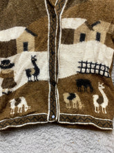 Load image into Gallery viewer, VTG Alpaca Llama Sweater Womens Medium Brown Wool Handmade Knit Cardigan Ladies
