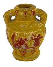 Load image into Gallery viewer, Vintage Occupied Japan Miniature Vase Red Yellow symbols Double Handle
