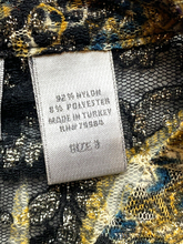 Load image into Gallery viewer, Chicos Jacket Womens 3 Large Lace Black Gold Hippie Peasant Boho Plus Ladies
