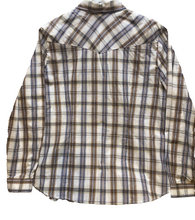 Load image into Gallery viewer, Roper Shirt Adult Extra Large Brown Blue Checkered Pearl Snap Western Cowboy Men
