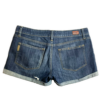 Load image into Gallery viewer, Paige Shorts Womens 29 Blue Denim Whiskered Rolled Cuffed Summer 5 Pocket Ladies
