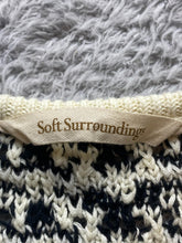 Load image into Gallery viewer, Soft Surroundings Sweater Womens Medium Beige Black Tunic Lagenlook Open Knit
