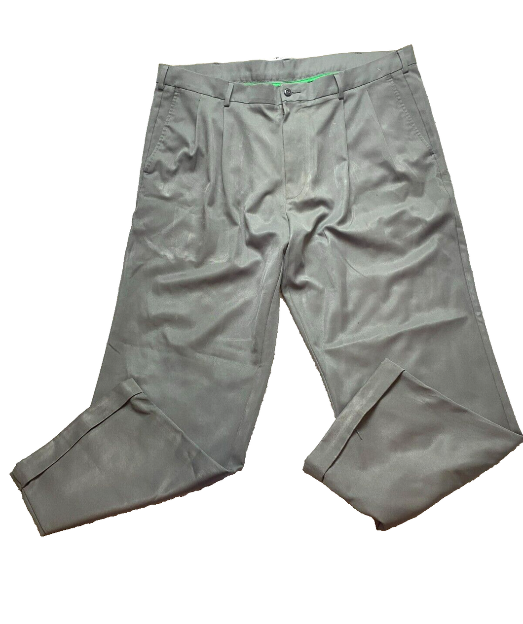 Grand Slam Pants Adult 42x30 Gray Pleated Straight Leg Trouser Casual Dress Mens