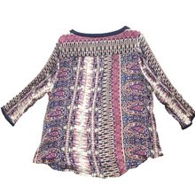 Load image into Gallery viewer, Lucky Brand Shirt Womens 1X Navy Pink AOP Paisley Boho Peasant Flowy Blouse Plus
