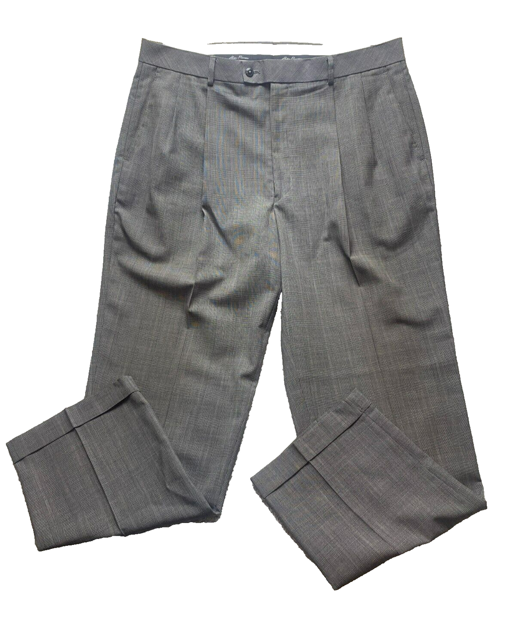 Alan Flusser Pants Adult 38x32 Gray Pleated Straight Leg Viscose Golf Dress Mens