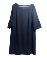 Load image into Gallery viewer, Talbots Dress Womens 14W Black Bell Sleeve Boxy Midi Shift Spandex Plus Ladies
