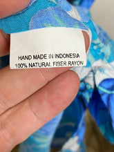 Load image into Gallery viewer, Rainbow Dress Womens Small Blue Aqua Halter AOP Flower Boho Hippie Peasant Maxi
