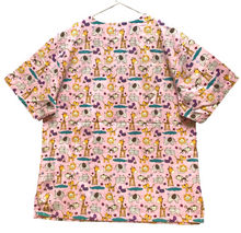 Load image into Gallery viewer, Carol's Scrub Top Womens 1X Pink AOP Animals Giraffe Workwear Medical Shirt Plus
