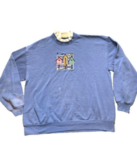 Load image into Gallery viewer, VTG Birdhouse Womens 2XL Light Blue Embroidered Grandmacore Top Stitch Plus Lady
