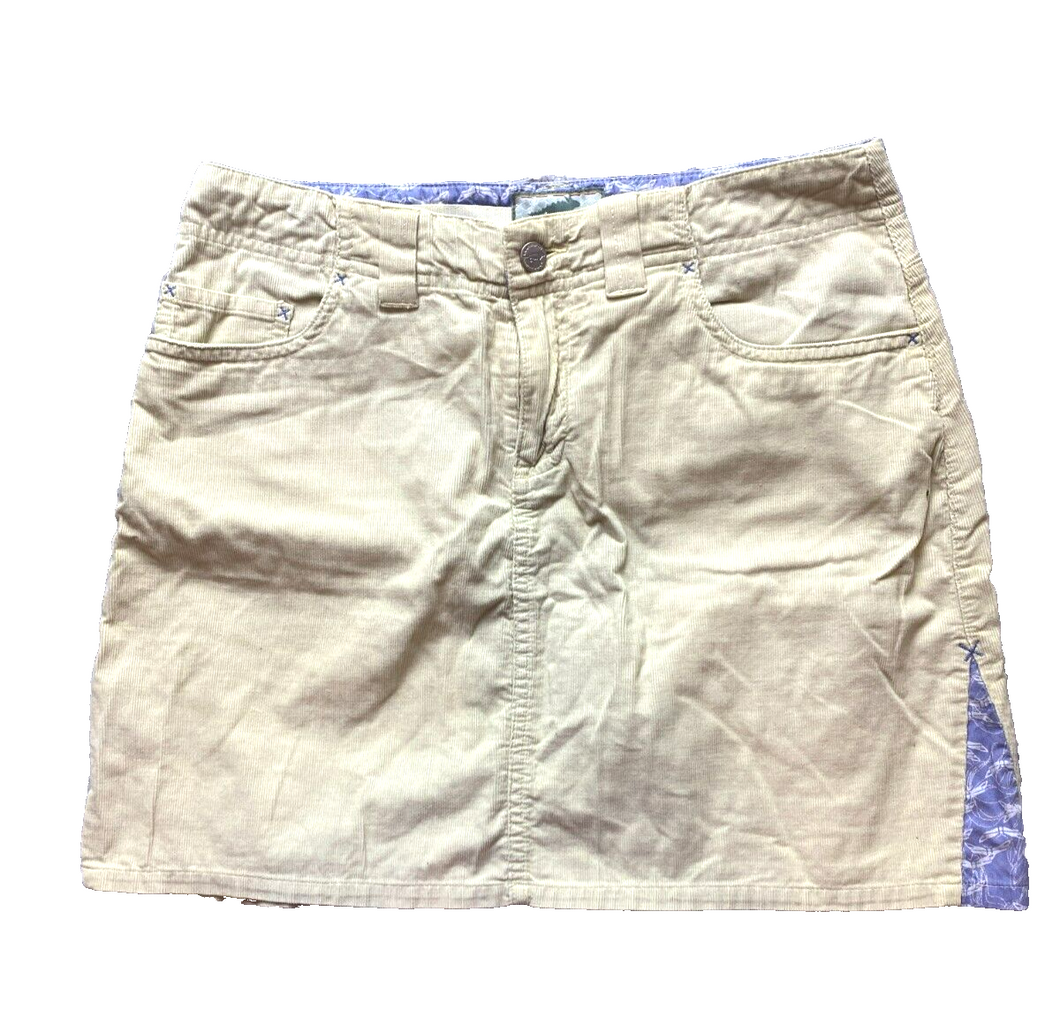 Horny Toad Skirt Womens 2 (31X15) Beige Corduroy A-Line Pearl Snap Pockets Boho