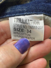 Load image into Gallery viewer, Trillnation Shorts Adult 34x14 Blue Denim Distressed Punk Acid Wash Jean Mens
