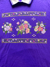Load image into Gallery viewer, VTG Flower Shirt Womens Extra Large Purple Collared Oversized Single Stitch USA

