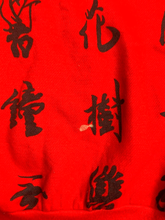 Load image into Gallery viewer, VTG Scarab Sweater Womens Medium Red AOP Chinese Writing Words Dragon Zip Collar
