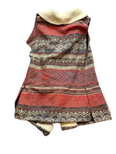 Load image into Gallery viewer, Me Jane Vest Womens Extra Large Navy Aztec Wool Blend Open Front Wrap Jacket
