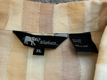 Load image into Gallery viewer, Elephant Shirt Adult Extra Large Tan Cream Striped 100% Linen Button Up Mens
