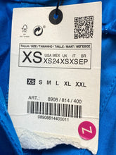 Load image into Gallery viewer, ZARA Dress Womens Extra Small Teal Blue Button Down Collared Shirt Stretch NWT
