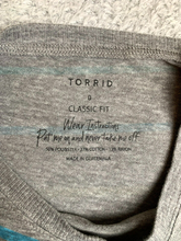 Load image into Gallery viewer, Torrid Shirt Womens 0 Gray Rainbow Striped Oversized Classic Fit Rayon Ladies

