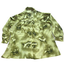 Load image into Gallery viewer, Handmade Shirt Womens 3X Green Button Up AOP Peasant Boho Whimsical Plus Ladies

