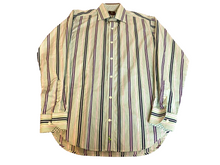 Load image into Gallery viewer, Tailorbyrd Shirt Adult Medium Green Blue Purple Striped Casual Flamingo Mens
