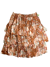 Load image into Gallery viewer, Ryegrass Skirt Womens 3X Brown AOP Flower Layered Smoked Boho Peasant Plus Lady
