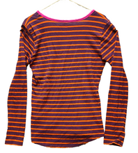 Load image into Gallery viewer, Horny Toad Shirt Womens Medium Purple Orange Stripes Organic Tencel Spandex Lady

