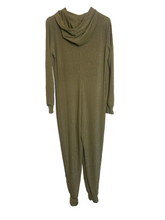Load image into Gallery viewer, Savage X Fenty Jump Suit Womens Small Olive Green Silver Sparkles Hooded Nylon
