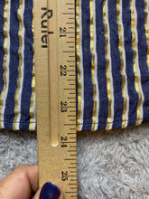 Load image into Gallery viewer, Torrid Shirt Womens 2 Denim Gold Lurex Striped Button Flowy Blouse Rayon Ladies
