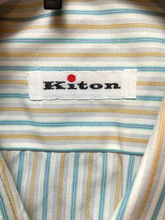 Load image into Gallery viewer, Kiton Shirt Adult 16/41 (Large) Yellow Stripes Button Up Casual Cuffs Dress Mens
