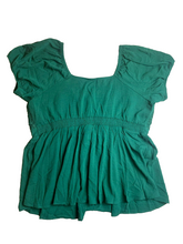 Load image into Gallery viewer, Torrid Shirt Womens 2 Green Lace Trim Flowy Babydoll Blouse Boho Rayon NWT
